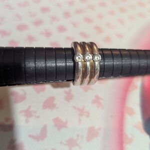 Saks Fifth Avenue Silver Triple Band Ring with Sparkling Stones